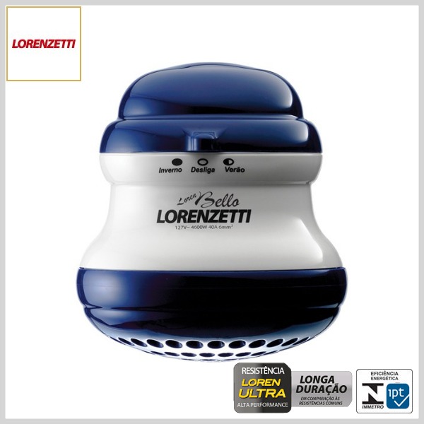 Chuveiro Elétrico 3Temp LorenBello Ultra (Branco c/Azul)